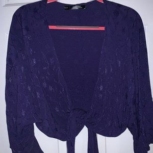 The 12th Tribe Royal Blue Tie Front Blouse XS/S